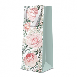 Gift paper bag, Gorgeous Roses - Paw - green, 12 x 37 x 10 cm