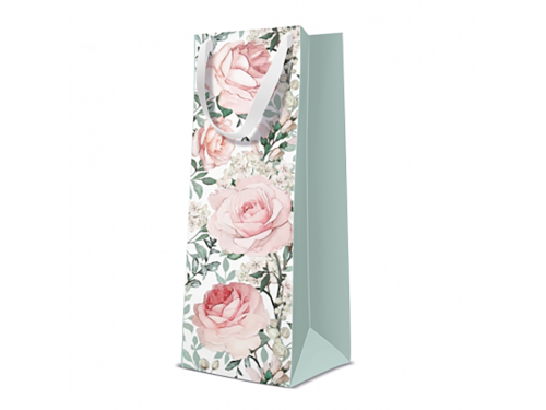 Gift paper bag, Gorgeous Roses - Paw - green, 12 x 37 x 10 cm