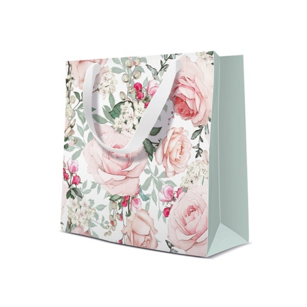 Gift paper bag, Gorgeous Roses - Paw - square, 17 x 17 x 6 cm