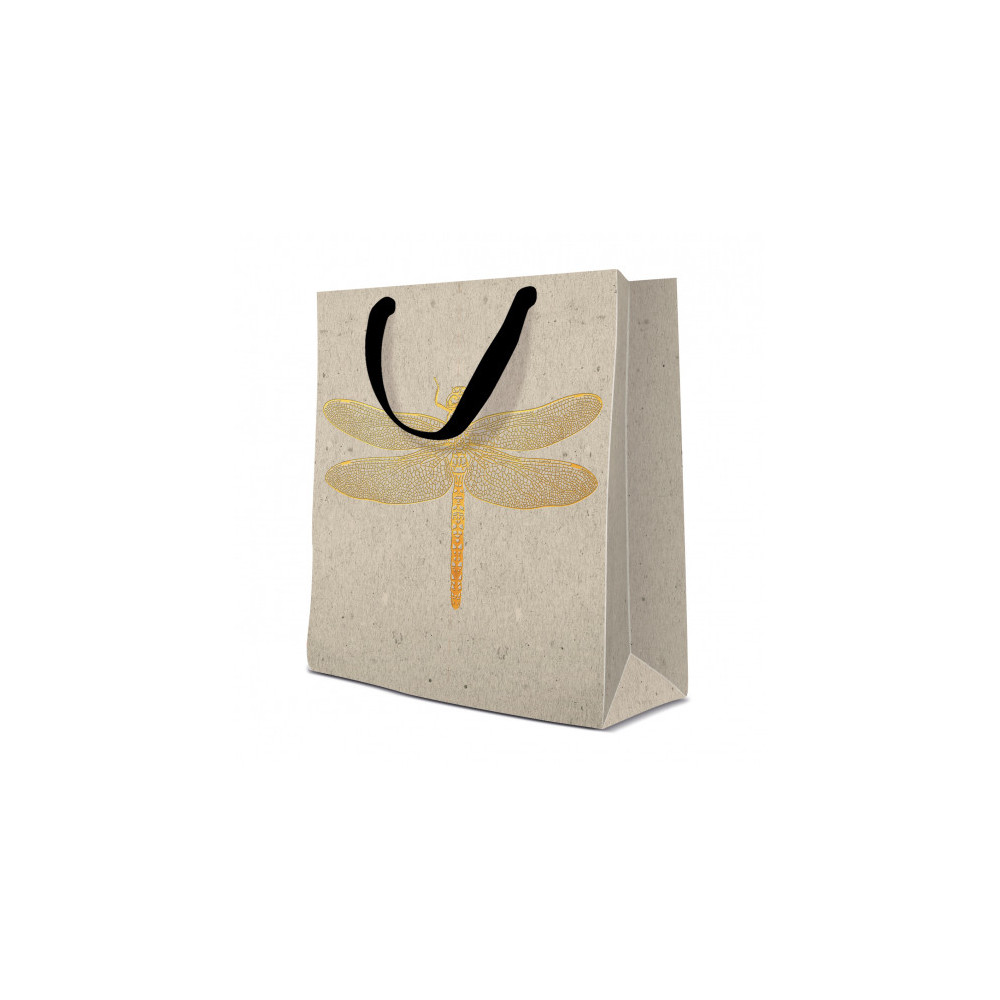 Gift paper bag, Dragonfly - Paw - square, 17 x 17 x 6 cm