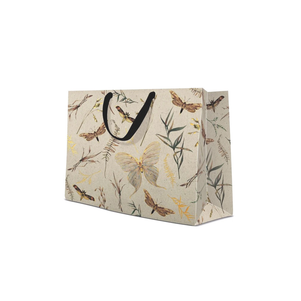 Gift paper bag, Moths - Paw - horizontal, 33,5 x 26,5 x 13 cm