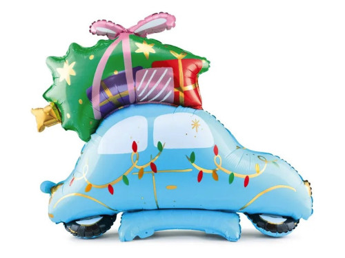 Foil balloon, Christmas Car - standing, 102 x 107 cm