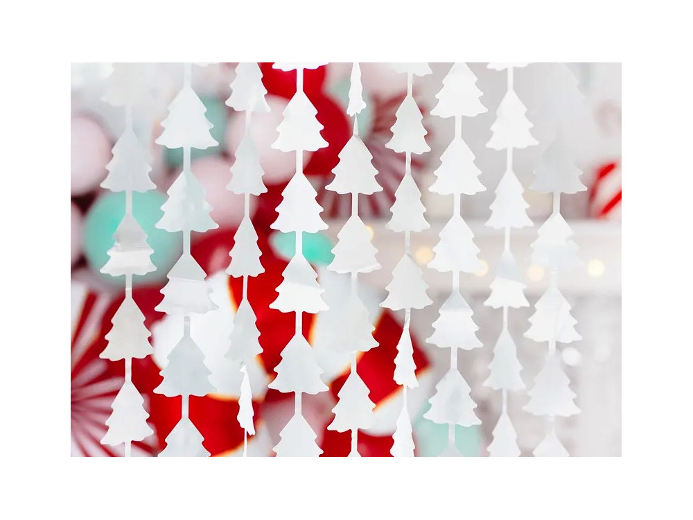 Christmas backdrop, Christmas trees - silver, 100 x 245 cm