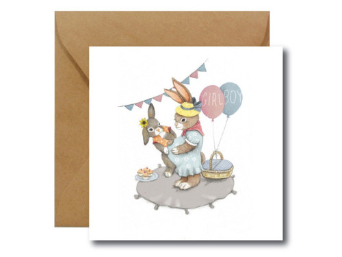 Greeting card - Hi Little - Baby Shower, 14,5 x 14,5 cm