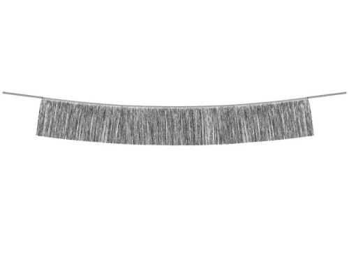 Girlanda z frędzlami - srebrna, 20 x 135 cm