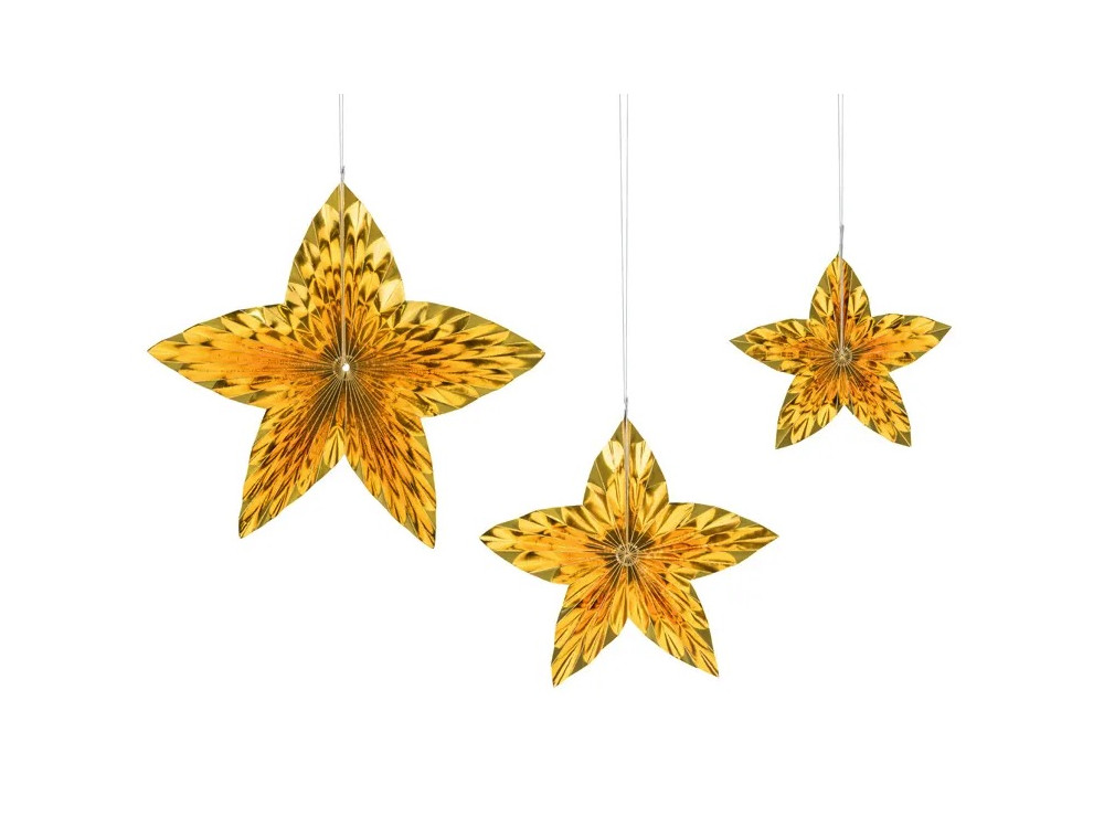 Decorative rosettes, Stars - gold, 3 pcs.
