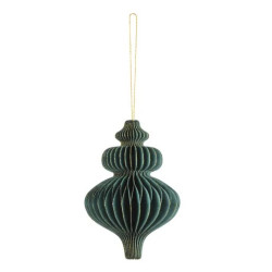Paper honeycomb bauble, Icycle - bottle green, 10 x 15 cm