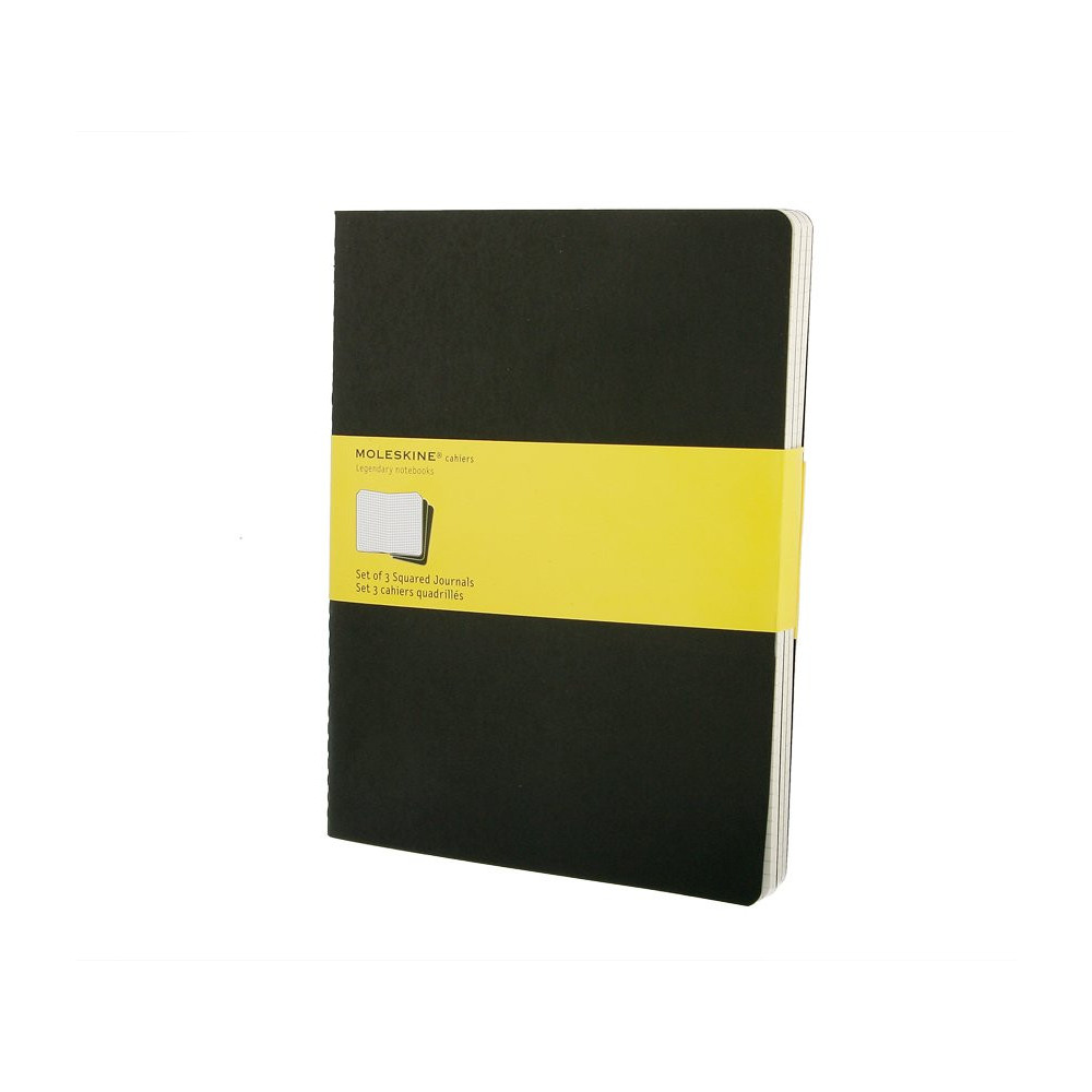 Zestaw notatników Cahier Journals - Moleskine - Black, w kratkę, miękka okładka, XL