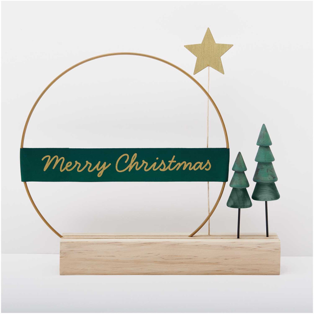 Wooden fir with stick - Rico Design - green, 13,5 cm