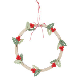 Wooden wreath pendant with pompoms - Rico Design - 22 cm