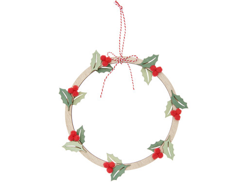 Drewniana zawieszka, Wianek ostrokrzew - Rico Design - 22 cm