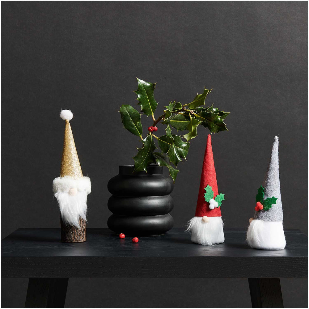 Christmas elf tree tunk with hat - Rico Design - grey, 5 x 16 cm