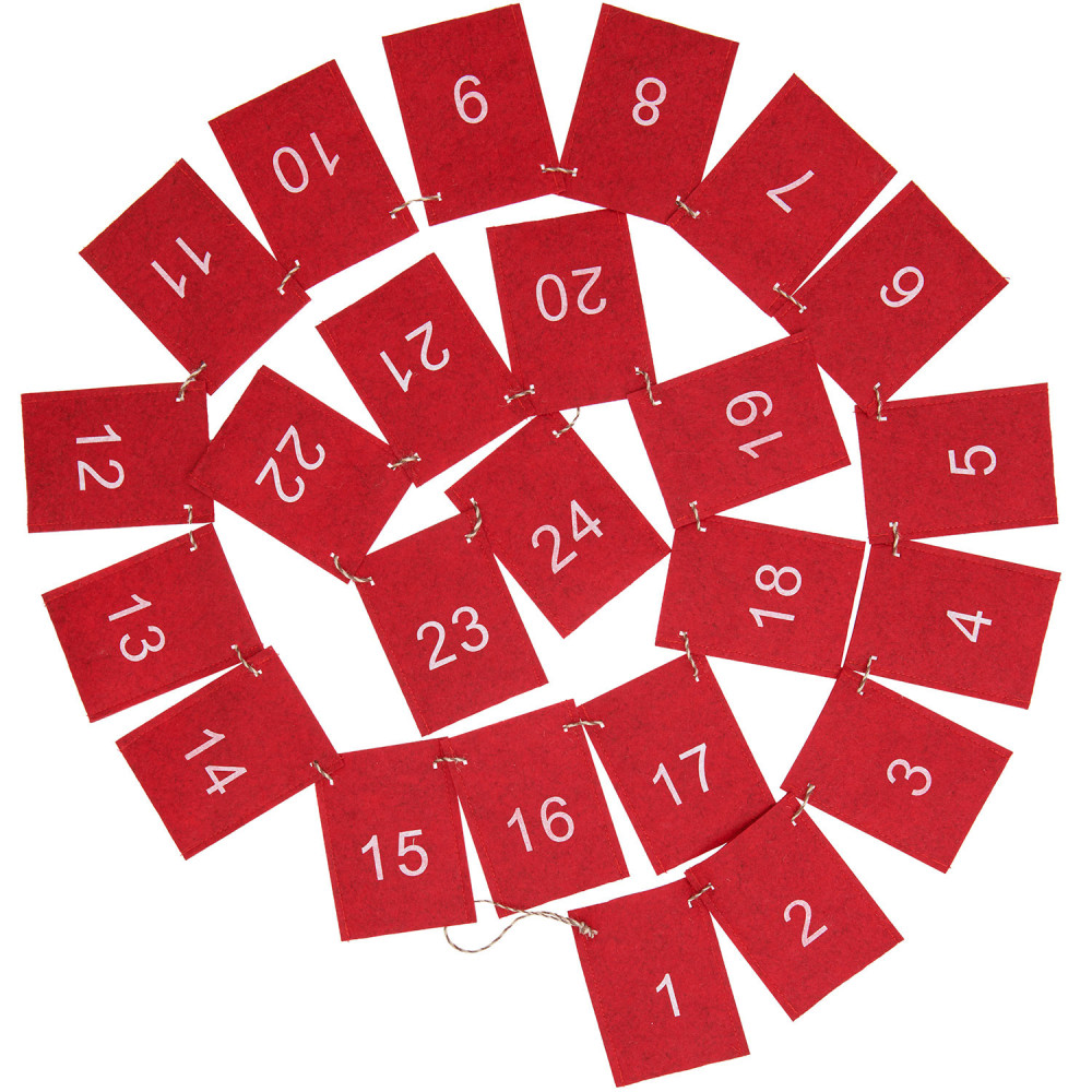 Advent calendar, Felt Garland - Rico Design - red, 260 cm, 24 pcs.