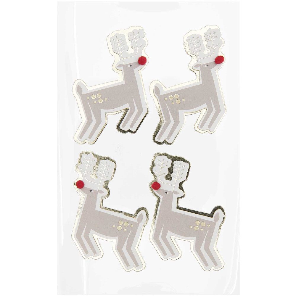 Christmas stickers 3D, I Love Christmas - Paper Poetry - Reindeers, 4 pcs.