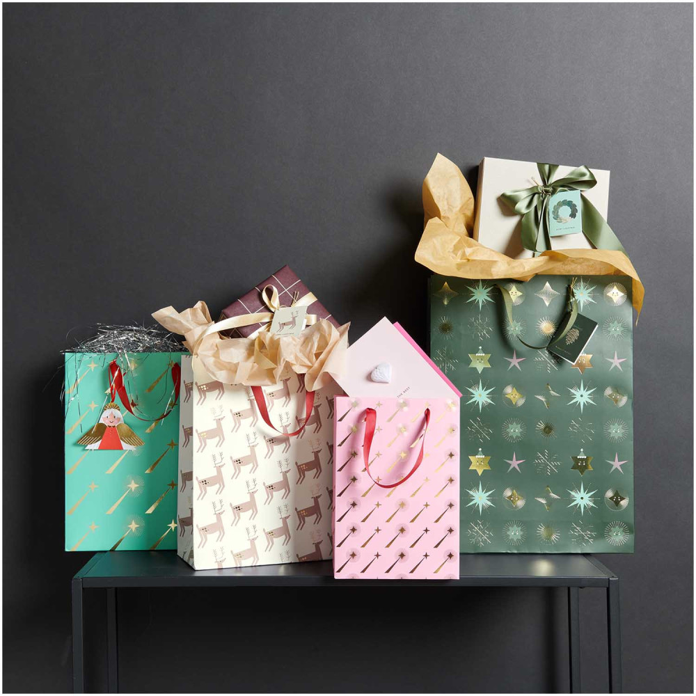 Paper gift bag - Rico Design - Reindeers, 26 x 32 x 12 cm