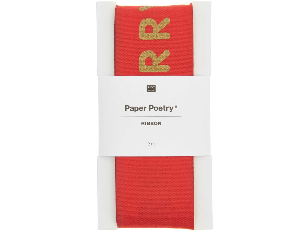 Taffeta ribbon, Merry Christmas - Paper Poetry - Red, 38 mm x 3 m