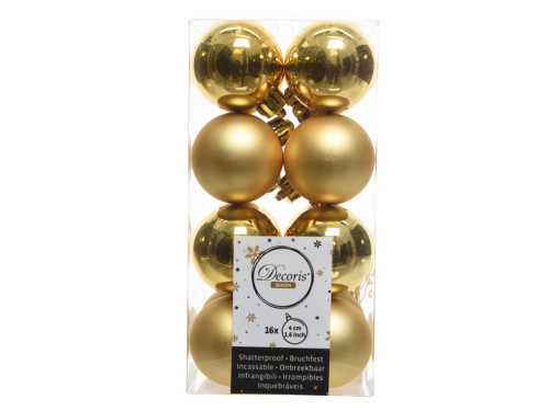 Bombki choinkowe nietłukące - złote, 4 cm, 16 szt.