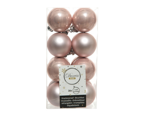 Shatterproof baubles - blush pink, 4 cm, 16 pcs.