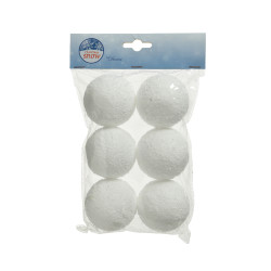 Bombki styropianowe, Śnieżne kule - białe, 6 cm, 6 szt.
