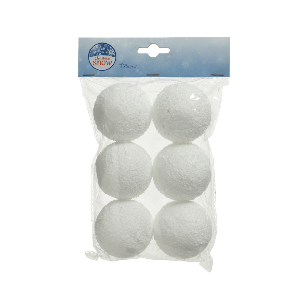 Styrofoam snowball baubles - white, 6 cm, 6 pcs.