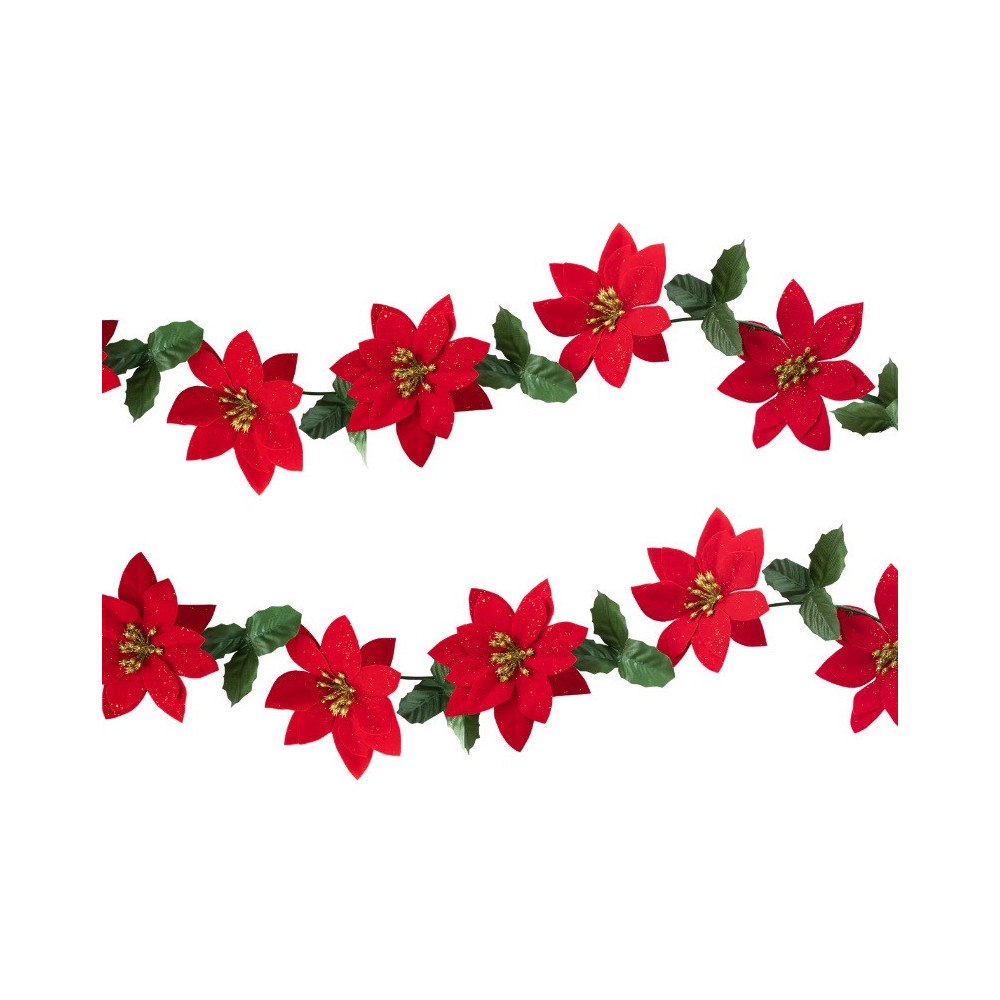 Christmas Poinsettia Garland - 12 cm x 2 m