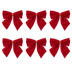 Bows for Christmas tree and gifts - red, 8 cm, 6 pcs.