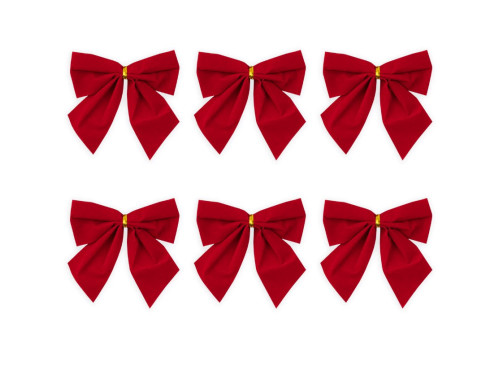 Bows for Christmas tree and gifts - red, 8 cm, 6 pcs.