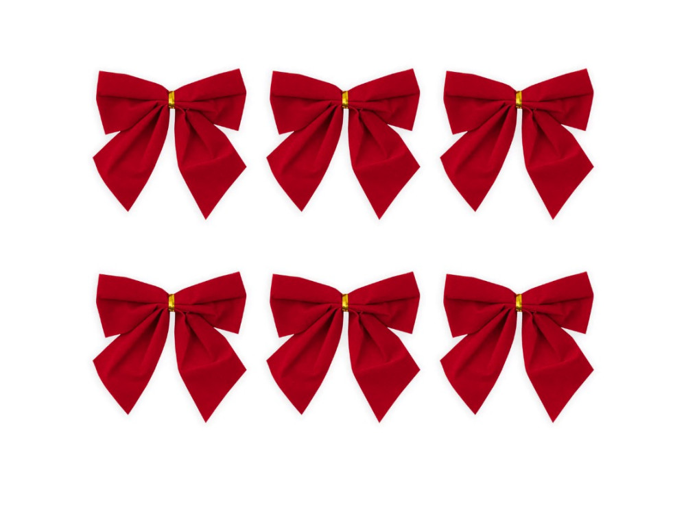 Bows for Christmas tree and gifts - red, 8 cm, 6 pcs.