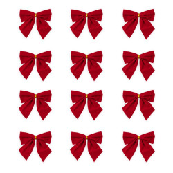 Świąteczne kokardy na choinkę i prezenty - czerwone, 5 cm, 12 szt.
