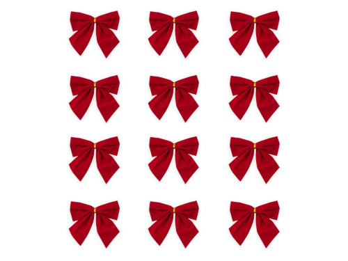 Bows for Christmas tree and gifts - red, 5 cm, 12 pcs.