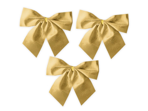 Bows for Christmas tree and gifts - gold, 12 cm, 3 pcs.