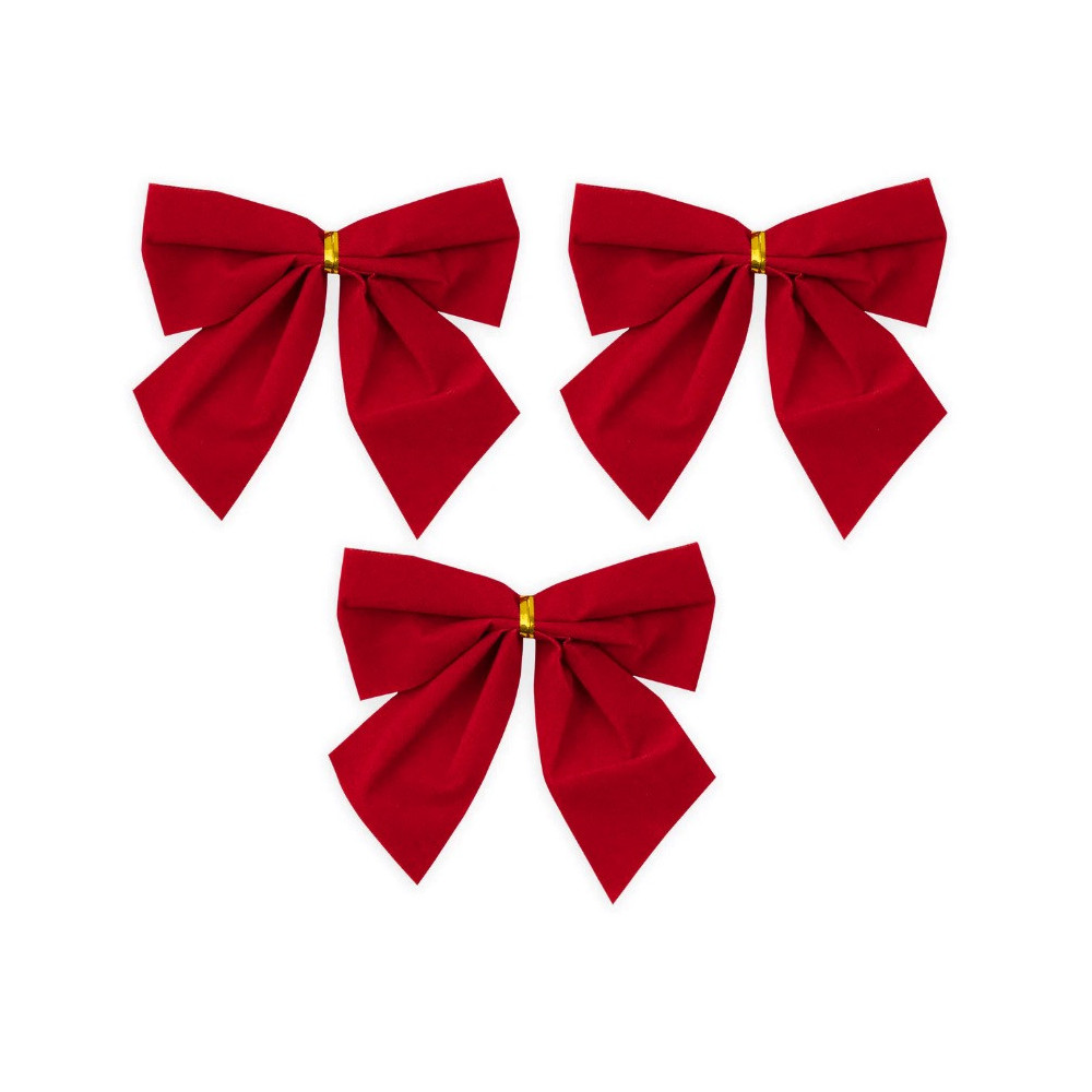 Bows for Christmas tree and gifts - red, 12 cm, 3 pcs.