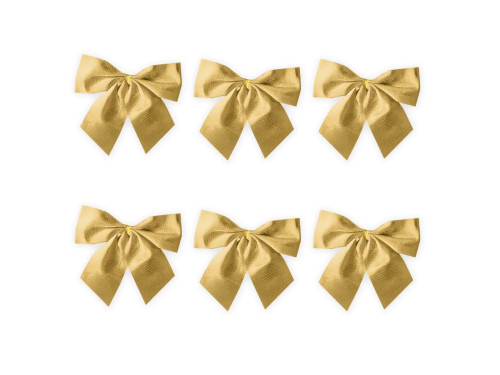 Świąteczne kokardy na choinkę i prezenty - złote, 8 cm, 6 szt.