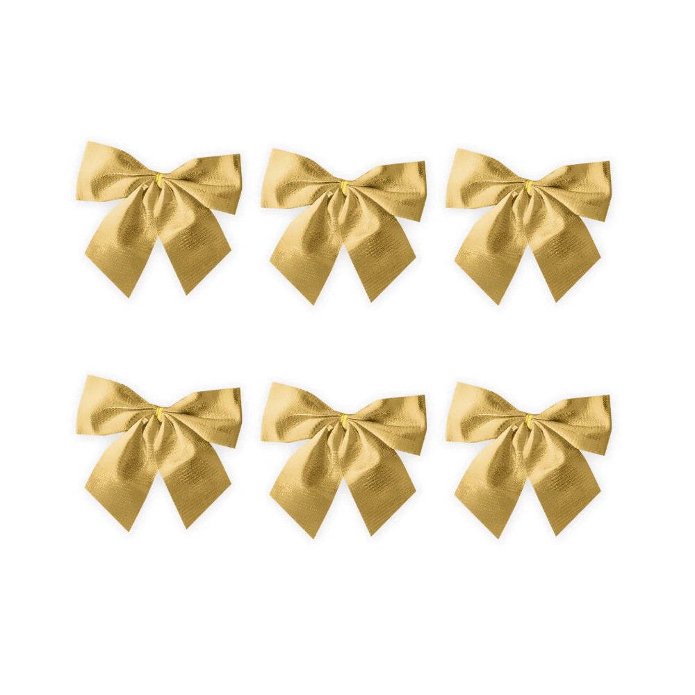 Bows for Christmas tree and gifts - gold, 8 cm, 6 pcs.
