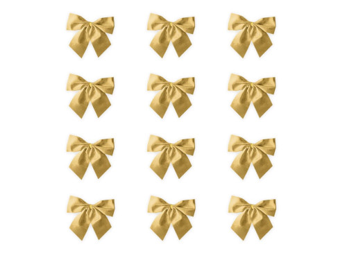 Bows for Christmas tree and gifts - gold, 5 cm, 12 pcs.