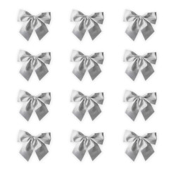 Bows for Christmas tree and gifts - silver, 5 cm, 12 pcs.