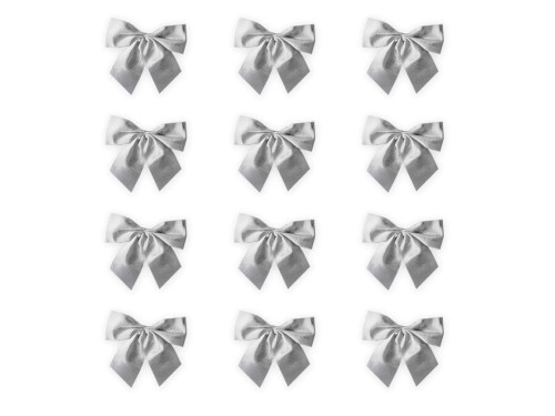 Bows for Christmas tree and gifts - silver, 5 cm, 12 pcs.