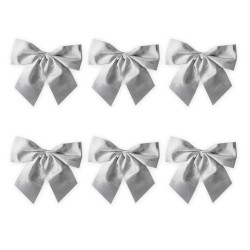 Bows for Christmas tree and gifts - silver, 8 cm, 6 pcs.