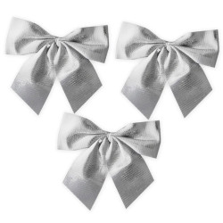 Bows for Christmas tree and gifts - silver, 12 cm, 3 pcs.