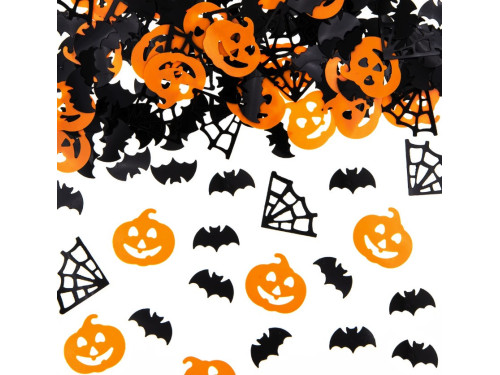 Konfetti dekoracyjne na Halloween - czarno-pomarańczowe, 15 g