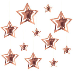 Christmas Star 3D pendants - rose gold, 11 pcs.