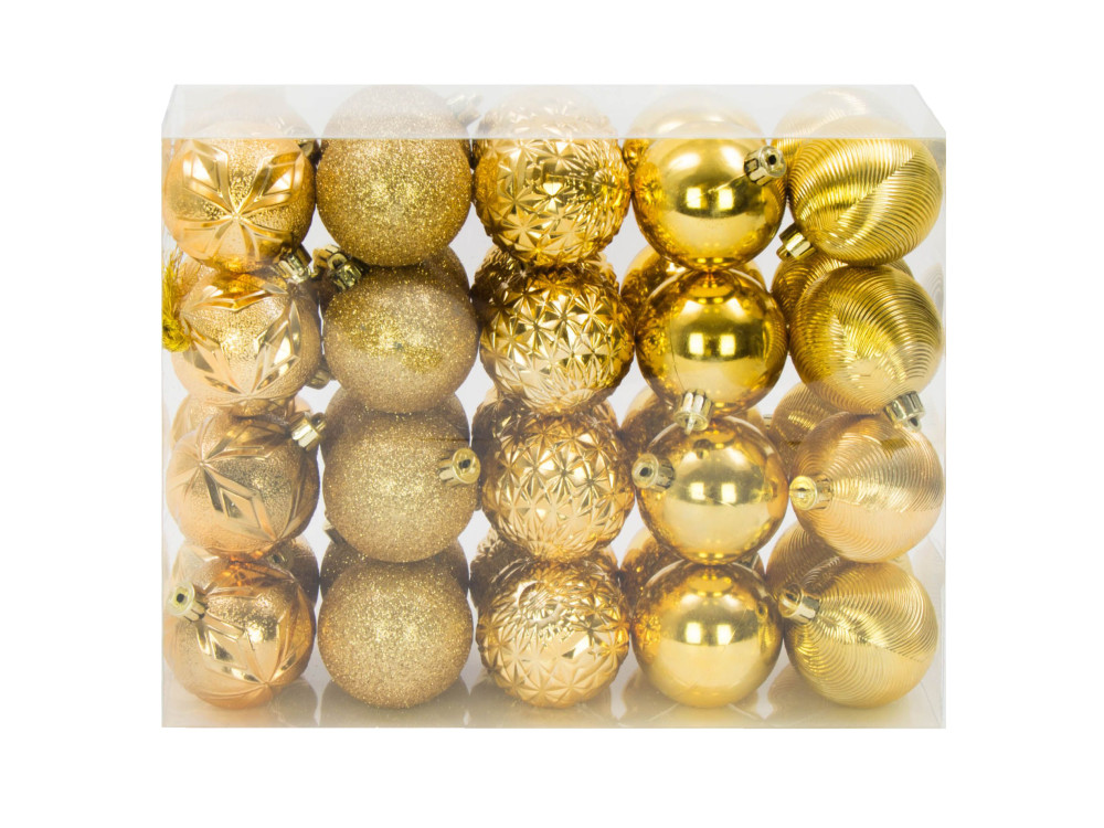 Shatterproof baubles - gold, 6 cm, 40 pcs.