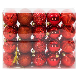 Shatterproof baubles - red, 6 cm, 40 pcs.