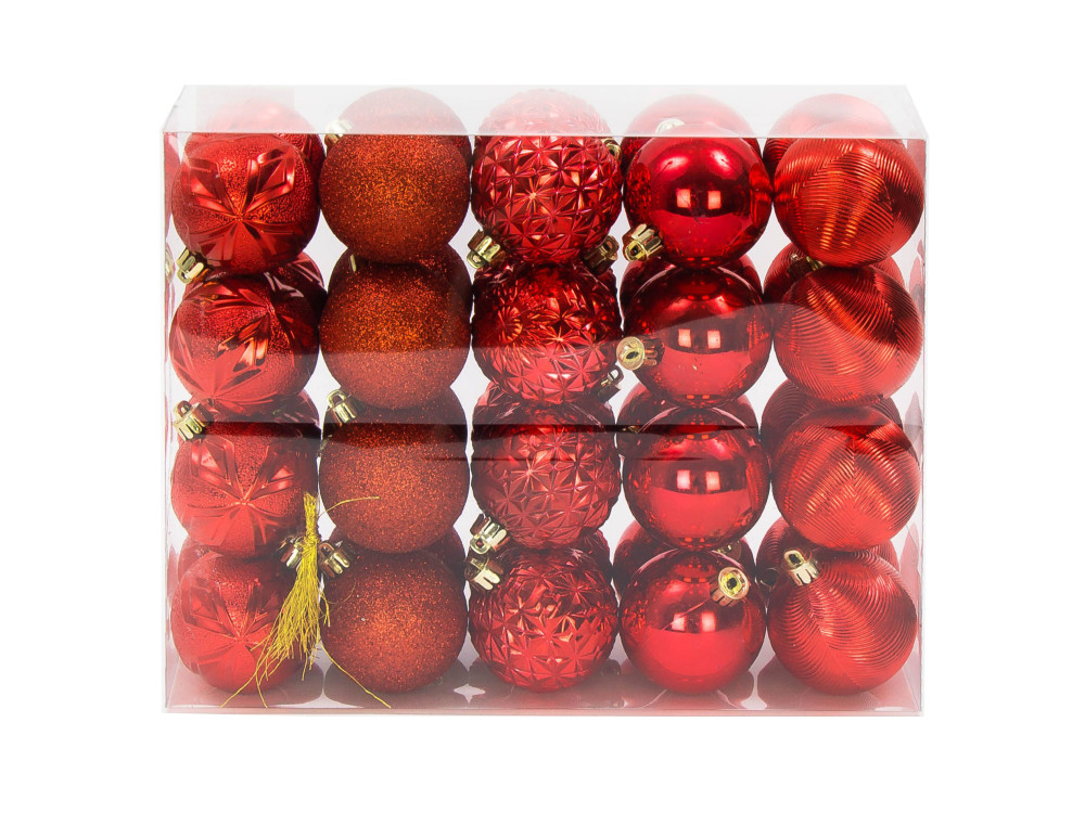 Shatterproof baubles - red, 6 cm, 40 pcs.