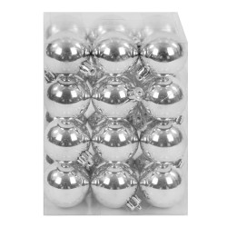 Shatterproof baubles - silver, 4 cm, 24 pcs.