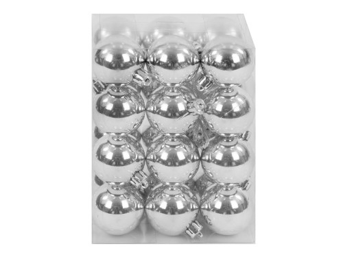 Shatterproof baubles - silver, 4 cm, 24 pcs.