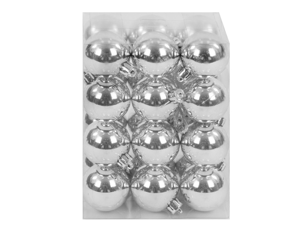 Shatterproof baubles - silver, 4 cm, 24 pcs.