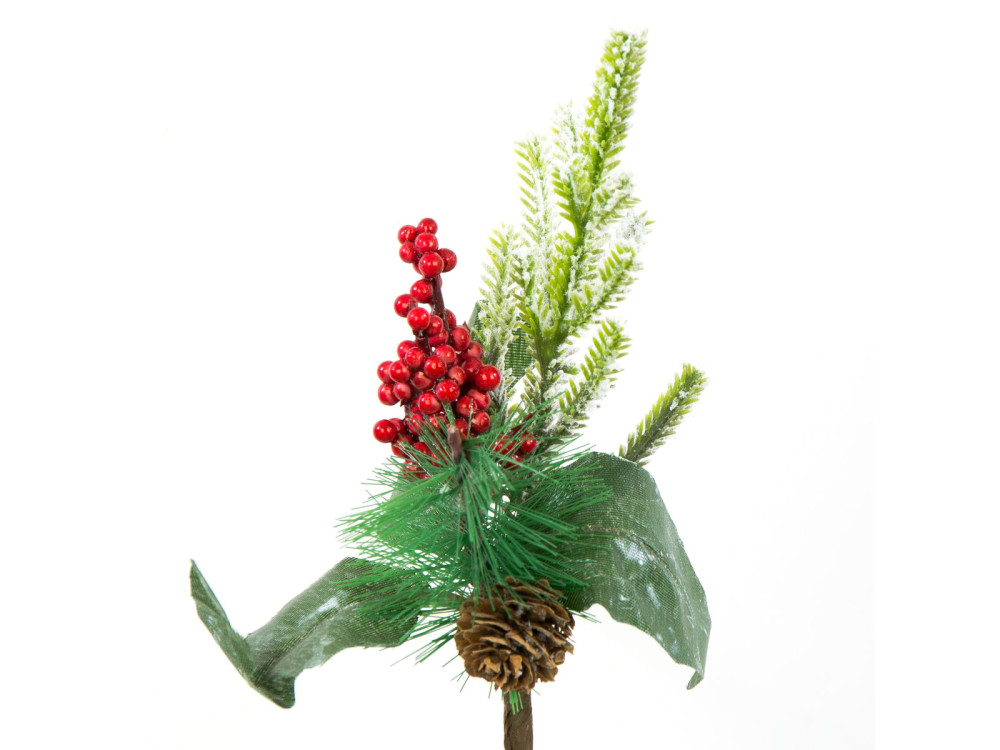 Christmas branch with pinecone and rowan - 15 cm