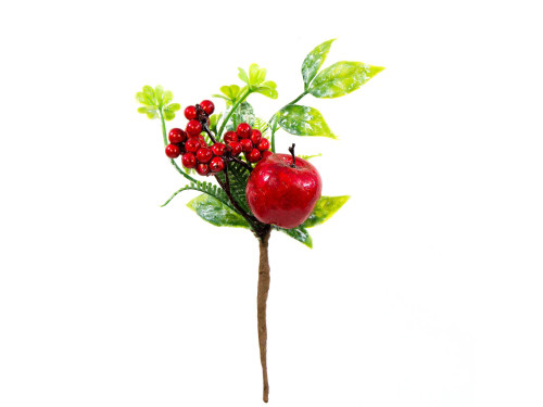 Christmas branch, red berries with apple - 20 cm