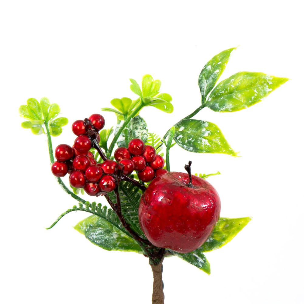 Christmas branch, red berries with apple - 20 cm